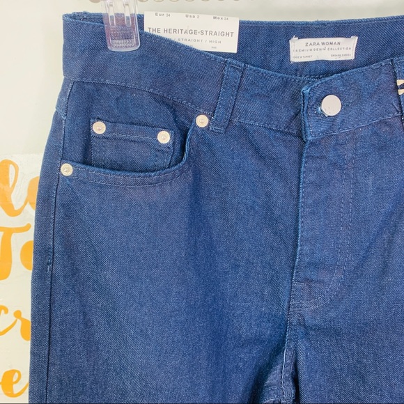 ZARA Heritage Straight Sunset Blue Denim Jeans 2 - Picture 9 of 14